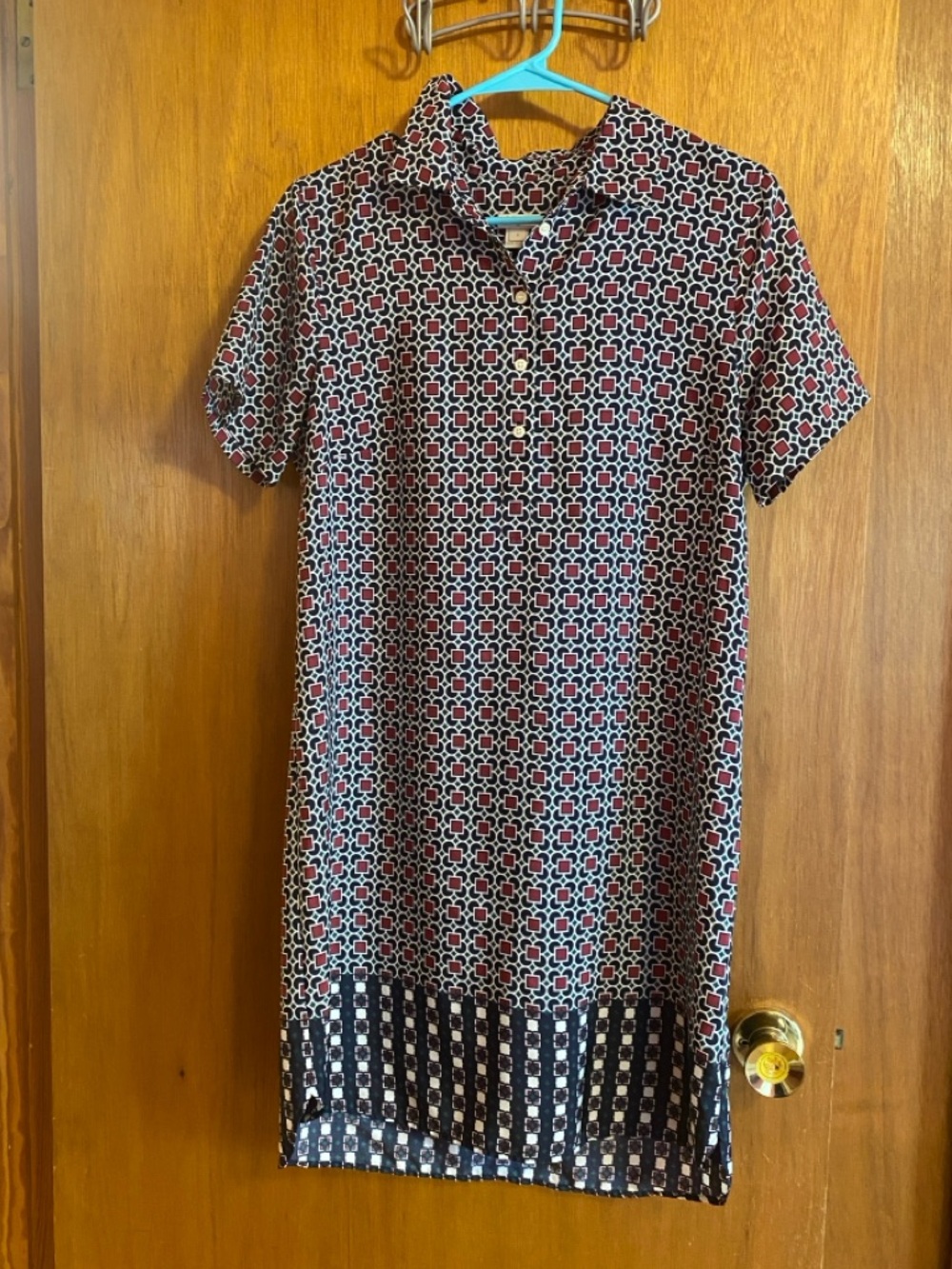 J Crew Geometric Print Short Sleeve Shift Dress
